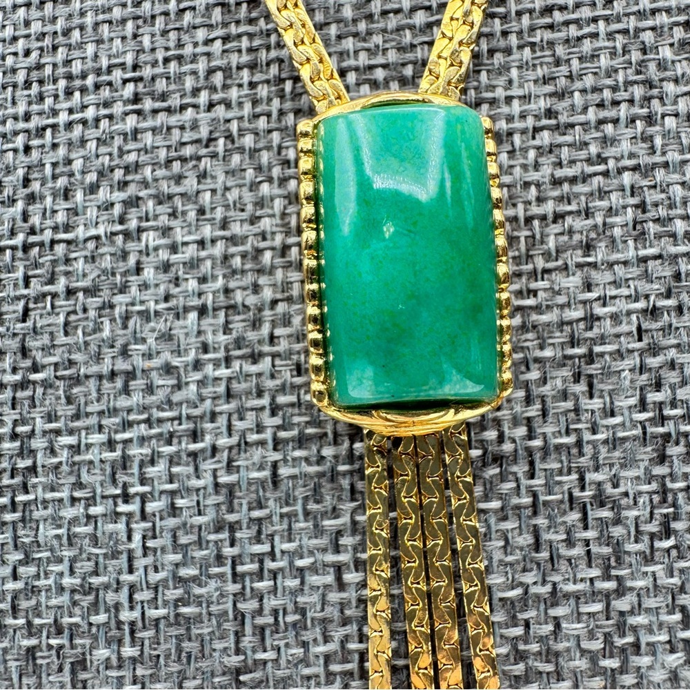 Vintage Green Glass Gold Plated Slide - Picture 6 of 14